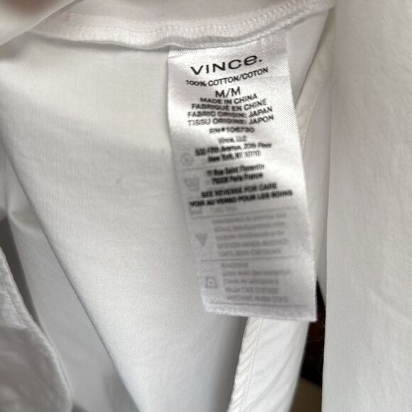 Vince Band Collar V-Neck Long Sleeve Cotton Blouse Medium - Picture 8 of 8